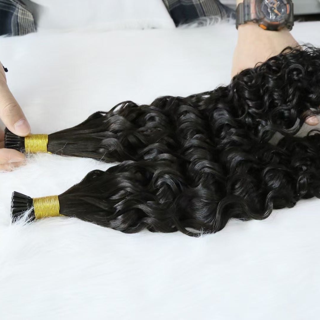 Brazilian Deep Wave Human Hair i Tip Microlinks Bulk Braiding Human Ha