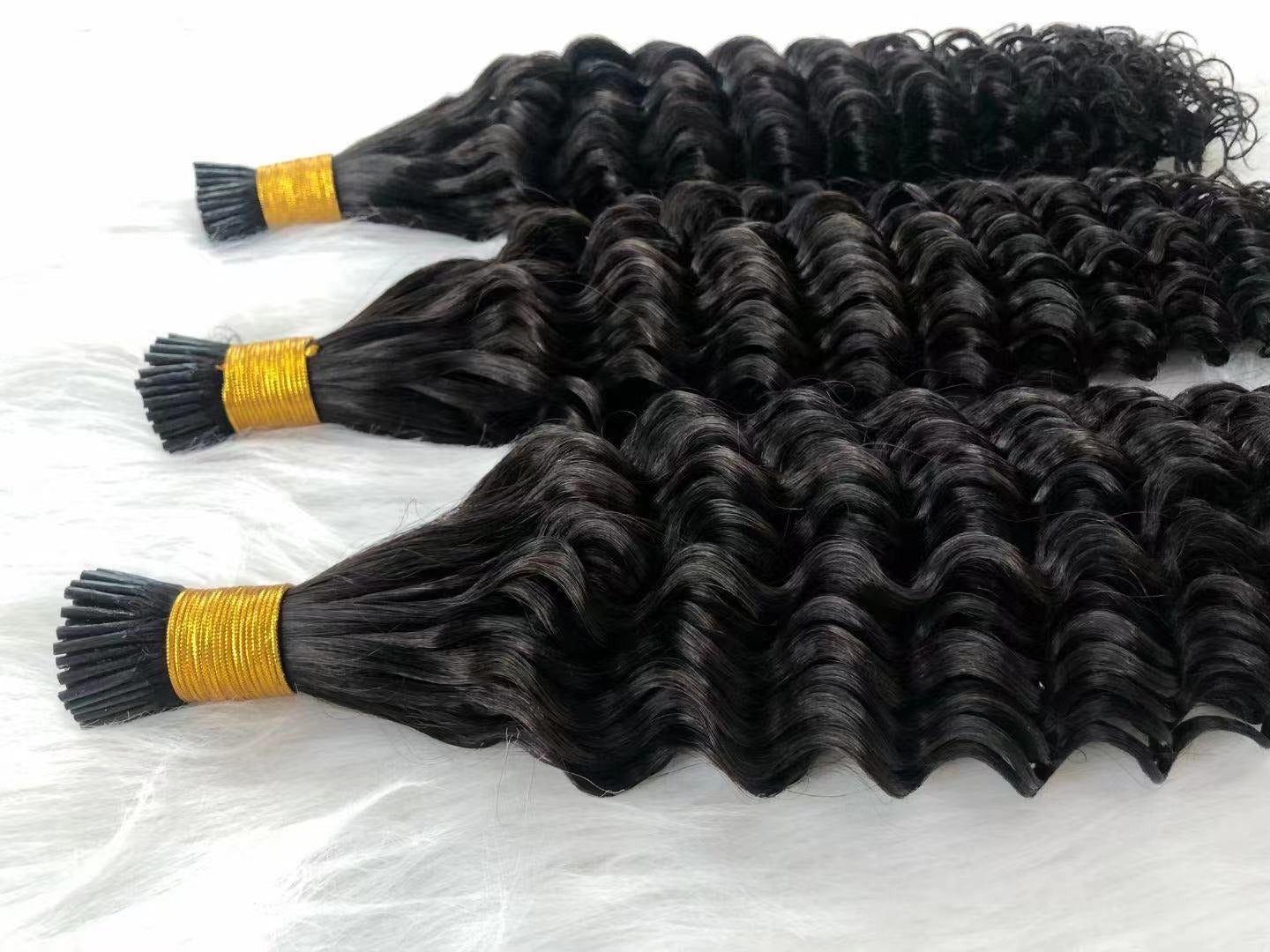 Brazilian Deep Wave Human Hair i Tip Microlinks Bulk Braiding Human Ha