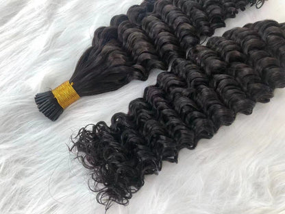 Brazilian Deep Wave Human Hair i Tip Microlinks Bulk Braiding Human Ha