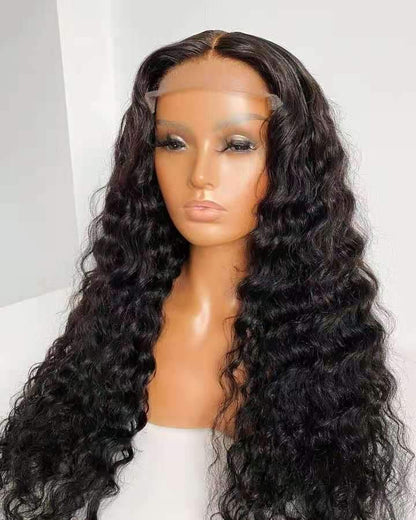 180% Density Full 4x4 Transparent Lace Front Deep Wave Human Hair Wigs