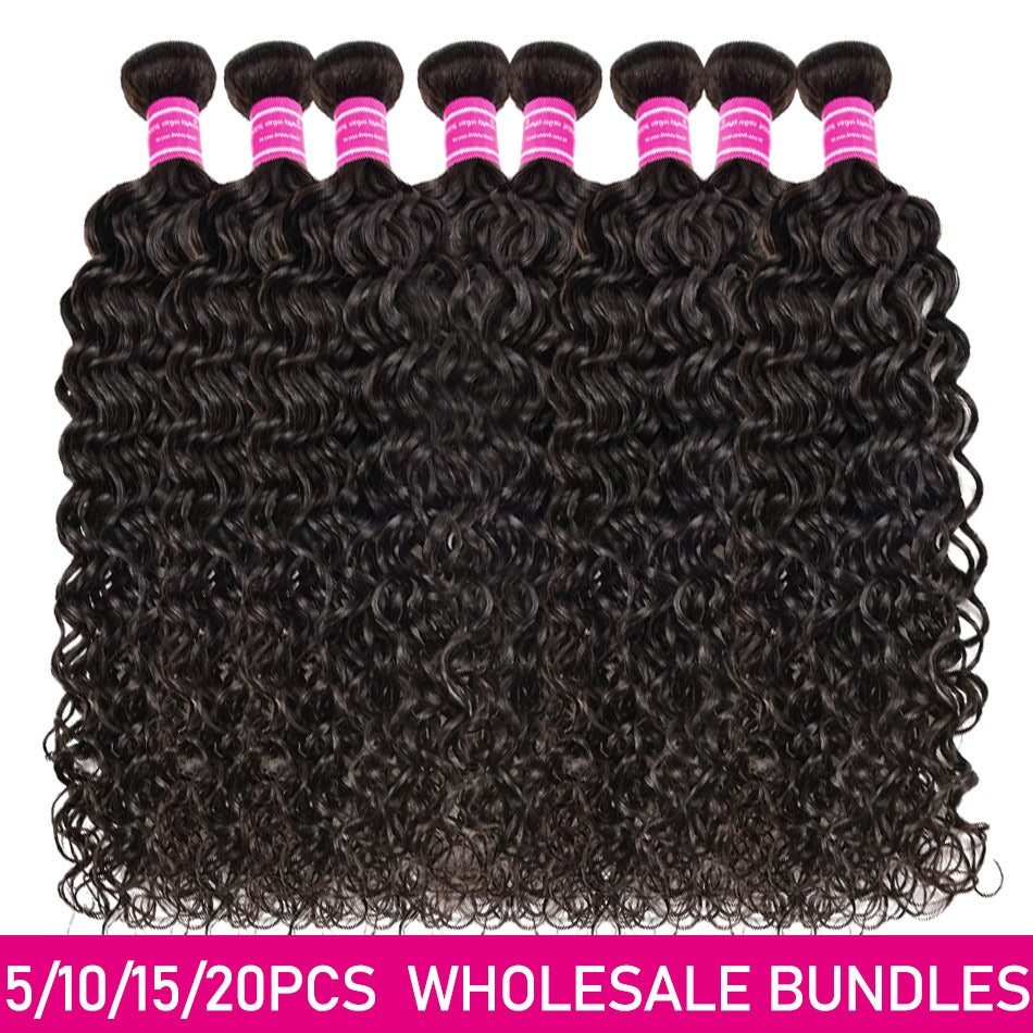 Wholesale 5/6/10/12 Bundles Brazilian Water Wave 10A Grade Human Hair